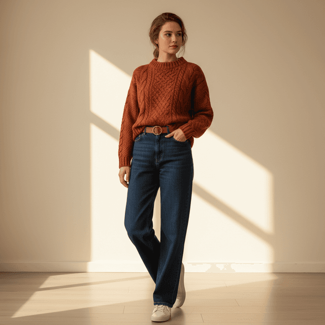 Después: Jersey terracotta con modelo virtual