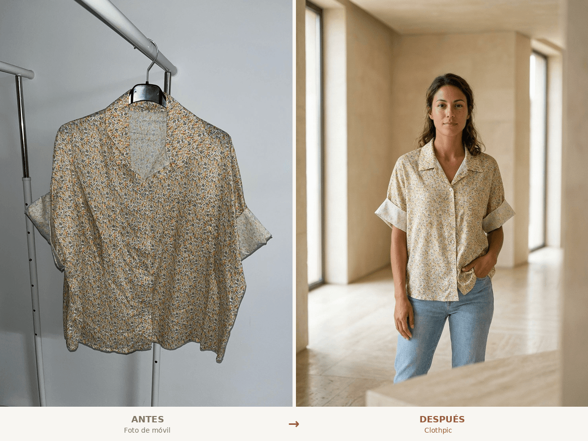 Antes y después: de foto en maniquí a imágenes profesionales de catálogo